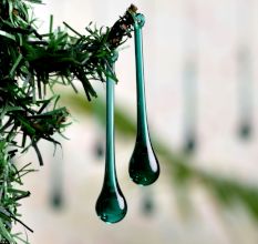 Set of 20 Dark Green Glass Chandelier Drop Ornaments - Christmas Tree Ornaments